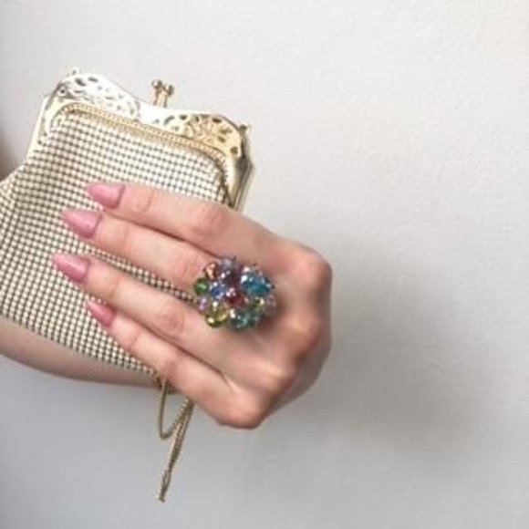 White Metal Mesh Bag Small Purse Vintage Accessory Pretty Gift - Picture 6 of 7